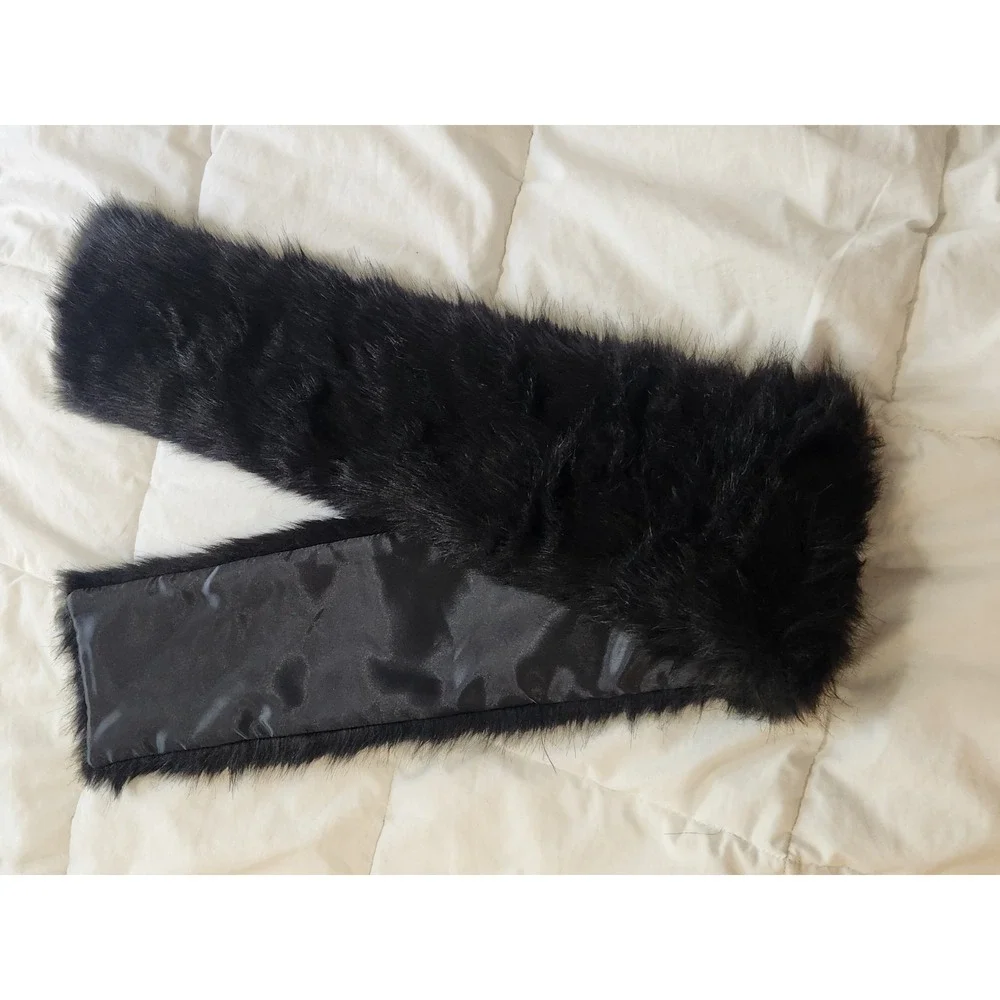 UNREAL FUR Black Faux Fur Scarf/ Collar/ Wrap Australia Designed